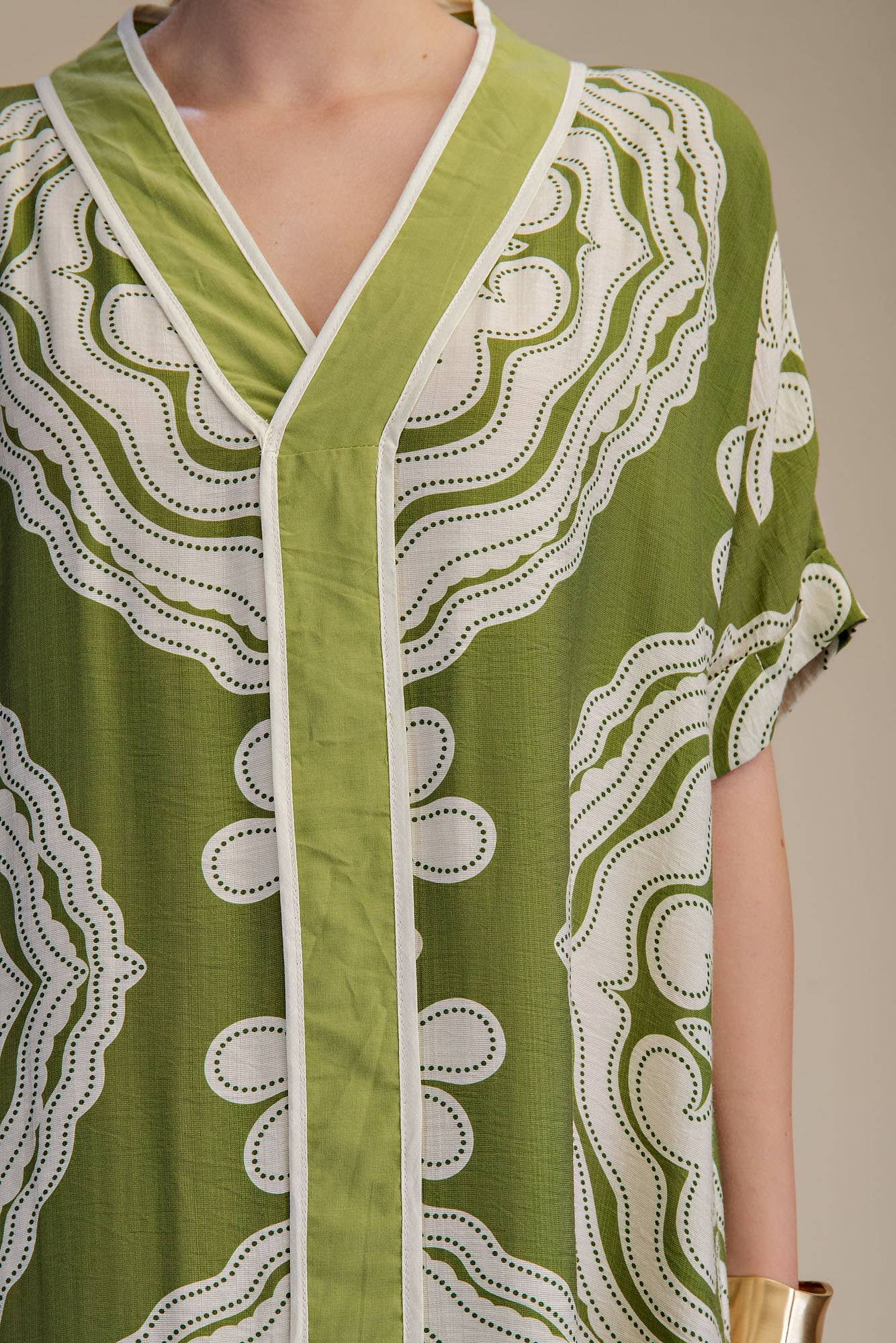 V-Neck Short Sleeve Maxi Print Dress