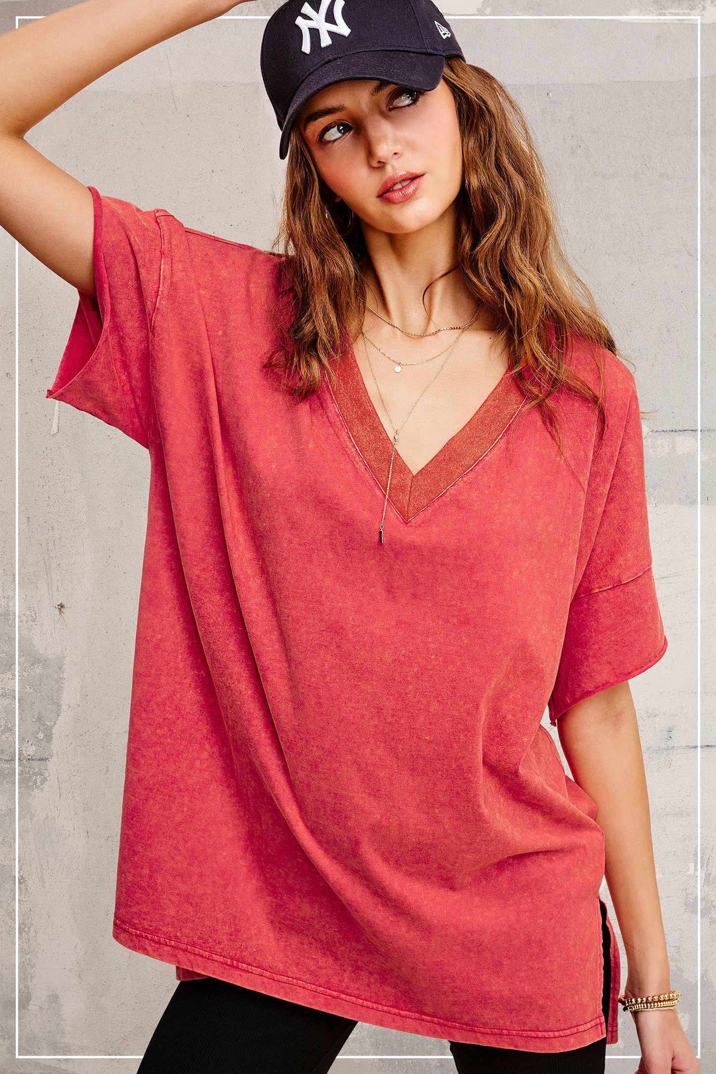 Mineral Washed  Short Sleeve Top