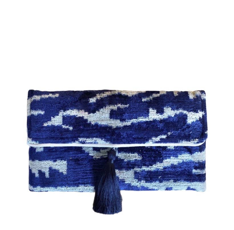 Silk Velvet Ikat Clutch