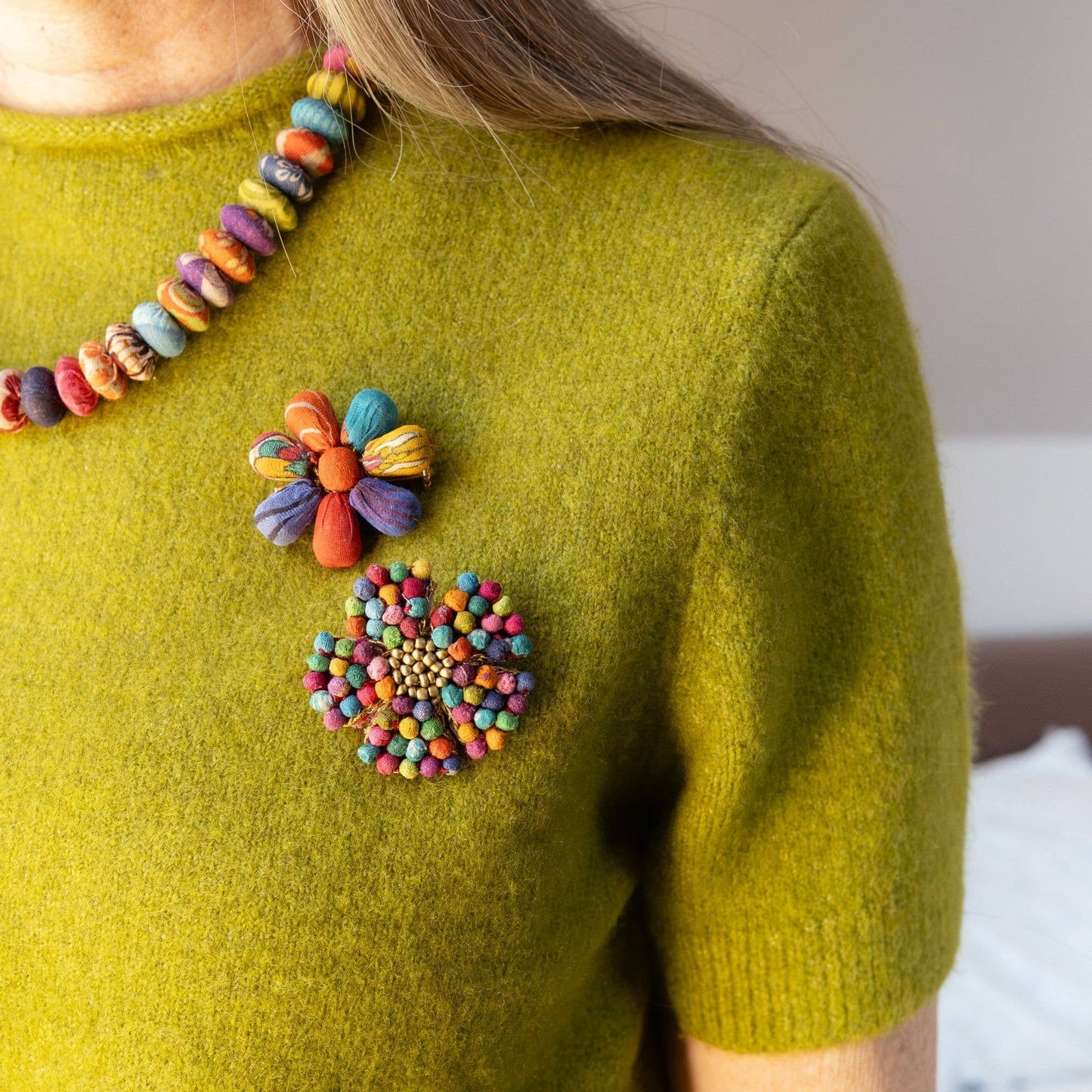 Kantha Posy Pin