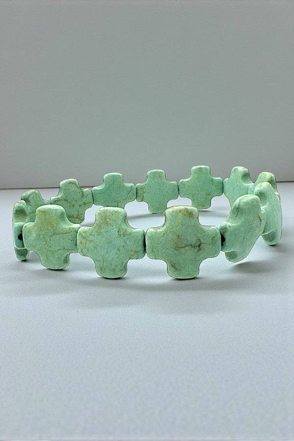 TQ GEMSTONE CROSS LINK STRETCH BRACELET