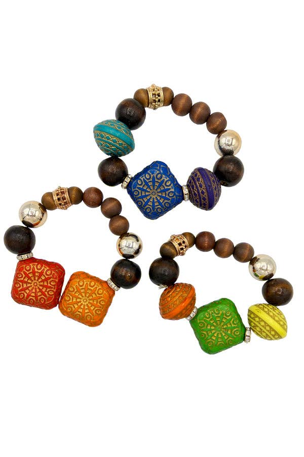Detail Mix Bead Statement Bracelet Set