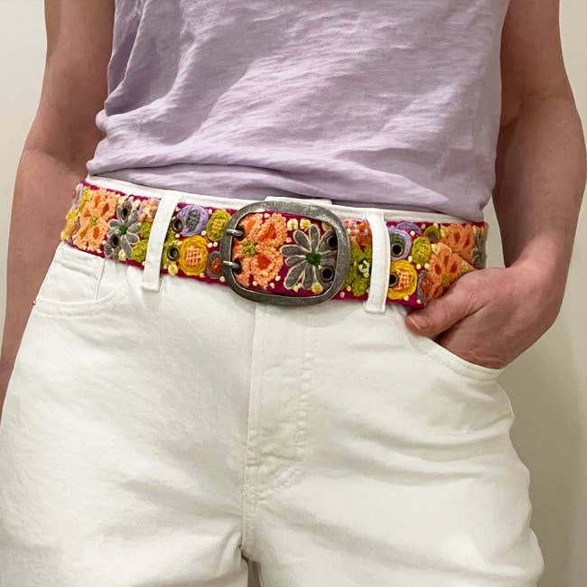 Wildflowers Embroidered Wool Belt