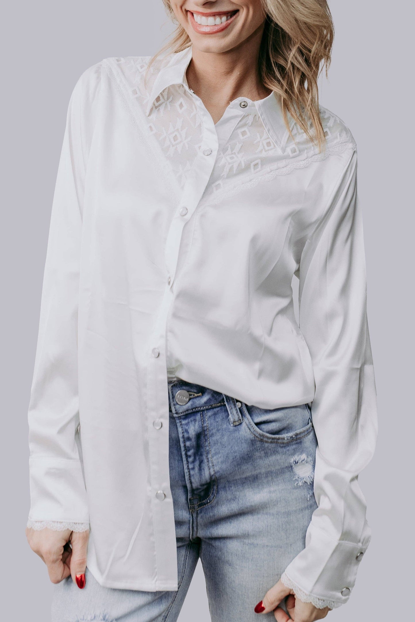 Aztec Lace Button Up shirt