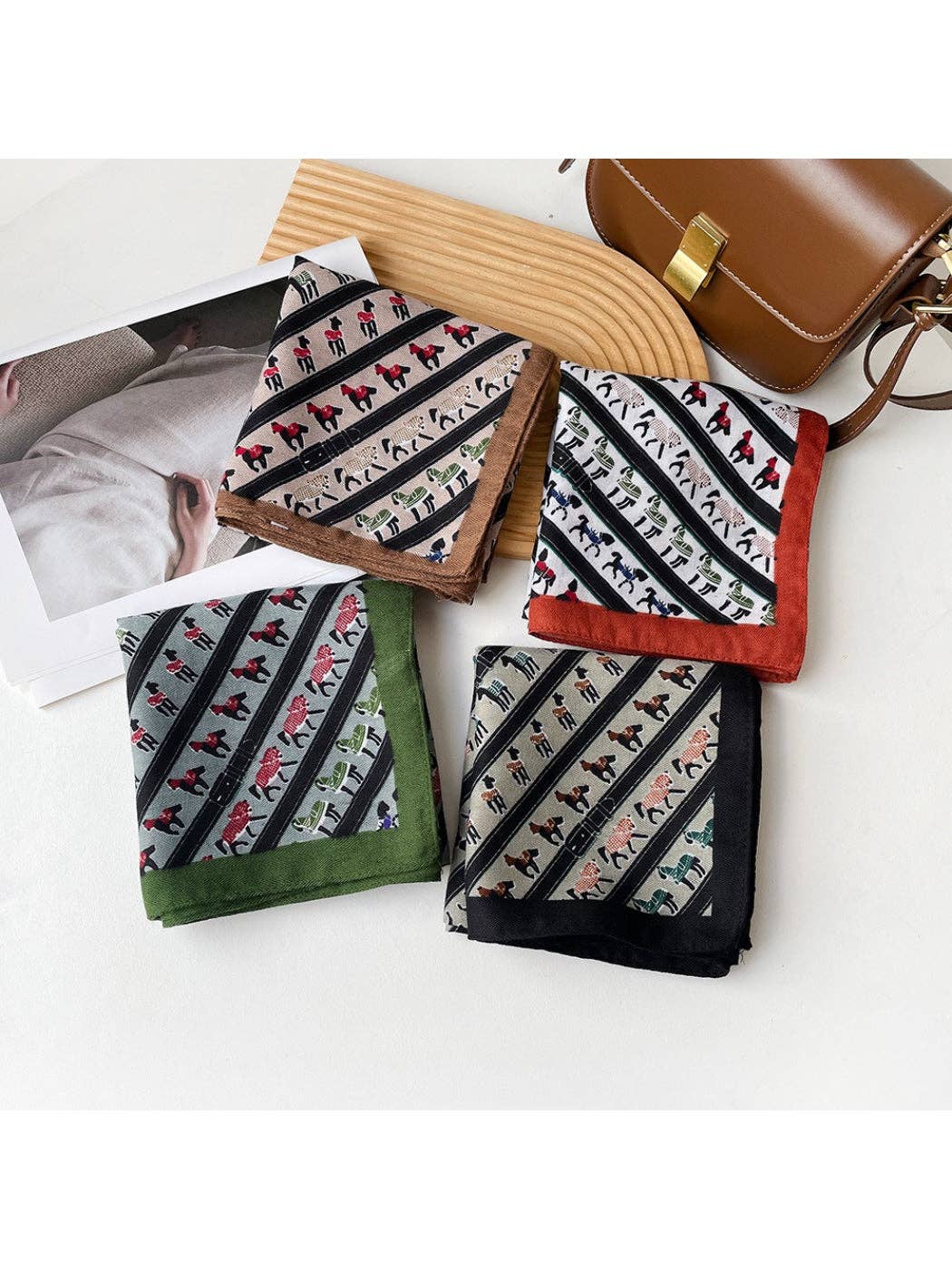 Stripe Animal Print Square Scarf