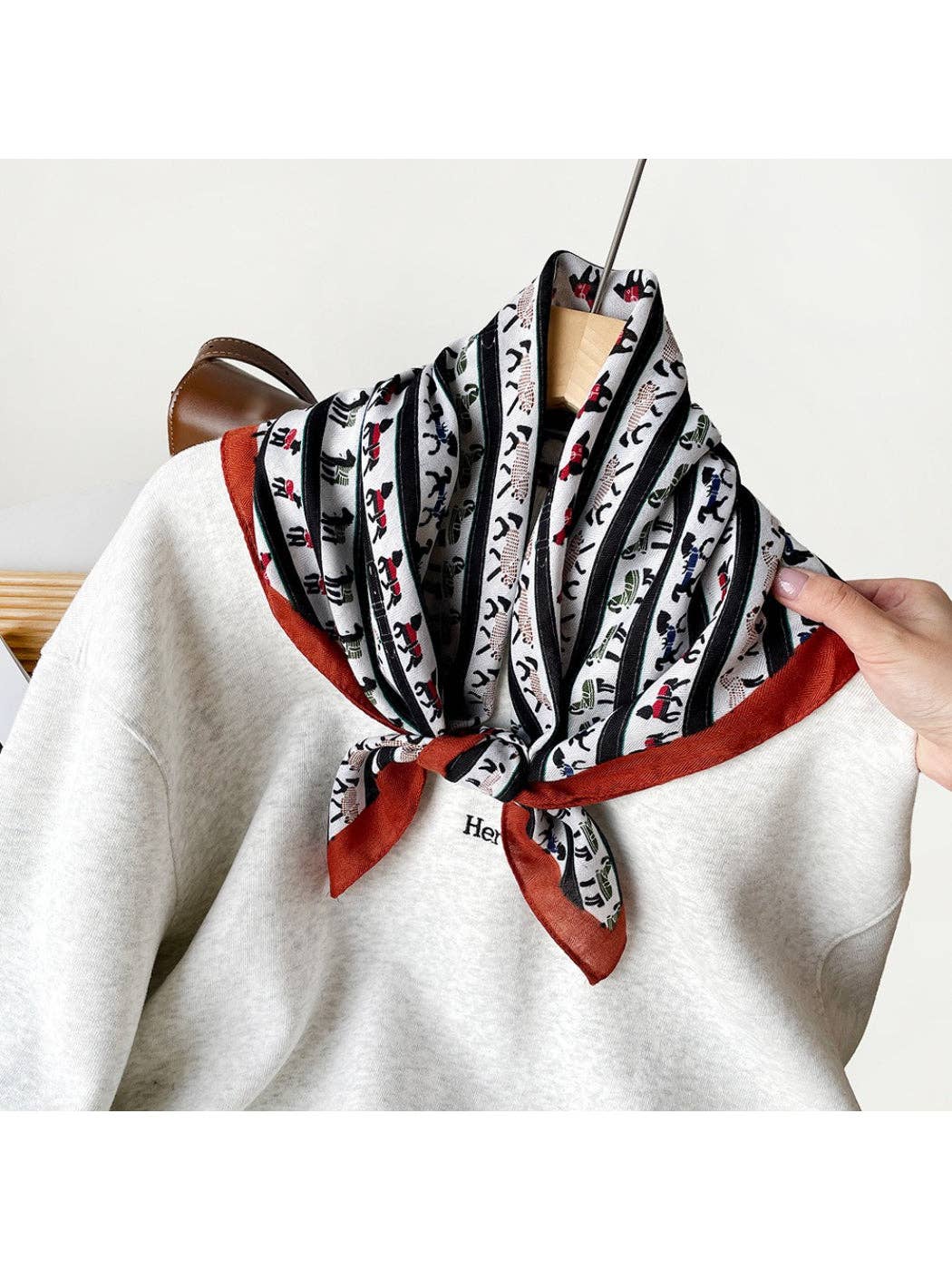 Stripe Animal Print Square Scarf