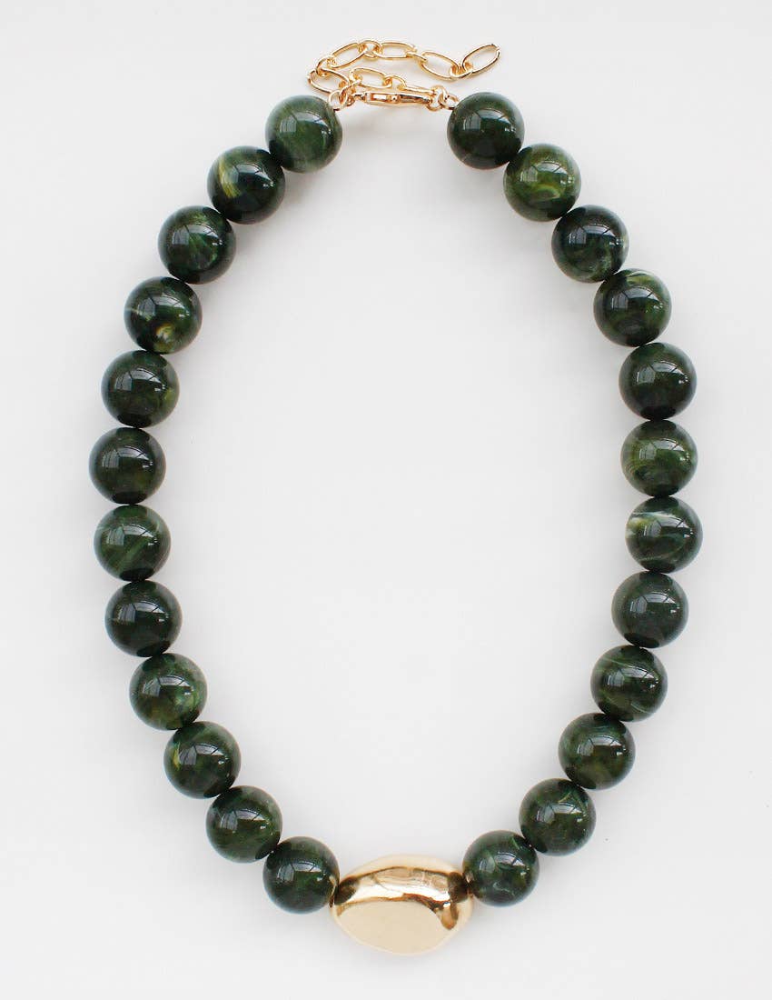 Gold Eye Accent Beaded Statement Necklace