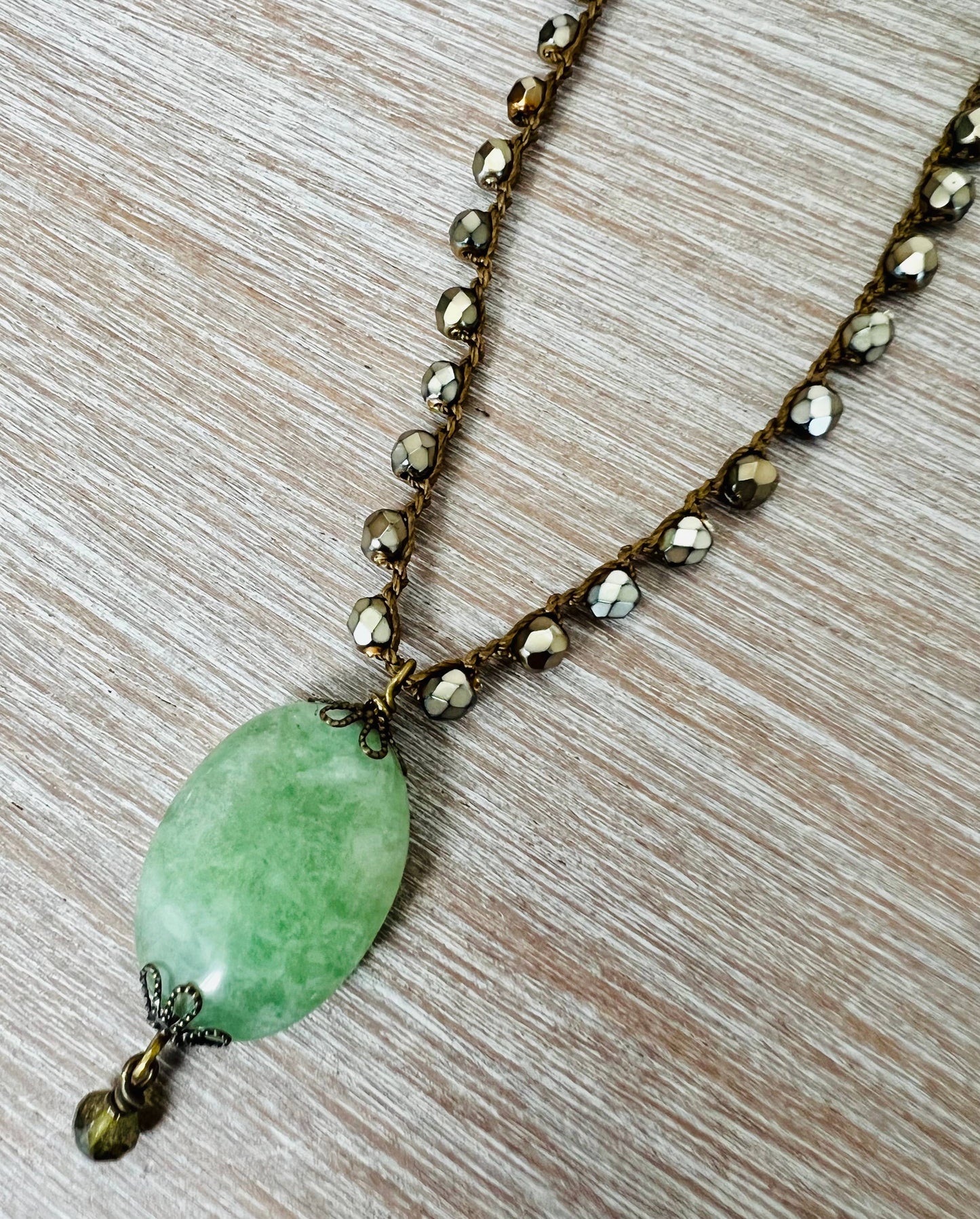 Victorian Green Stone Drop Necklace