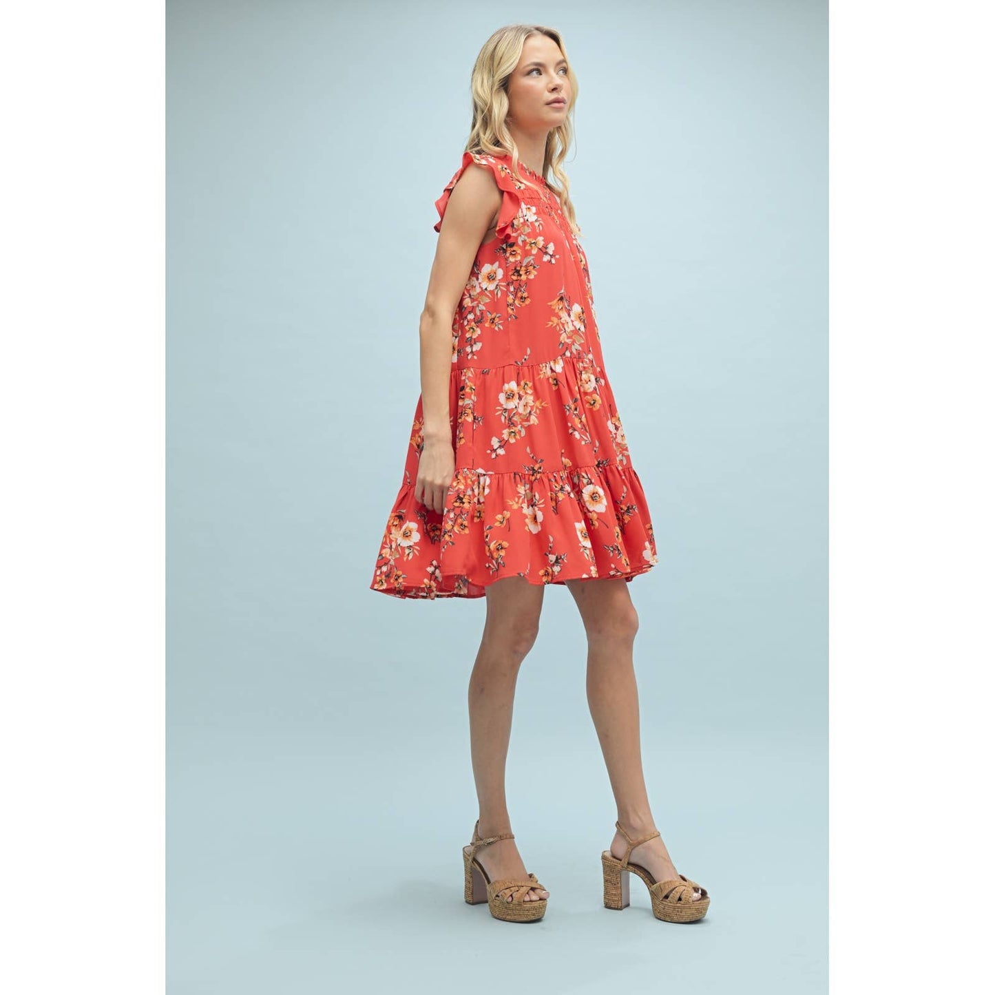 TIERED FLORAL MINI DRESS