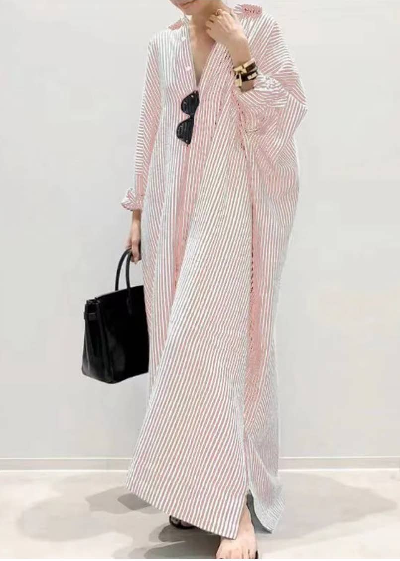 Stripe Shirt Maxi Dress
