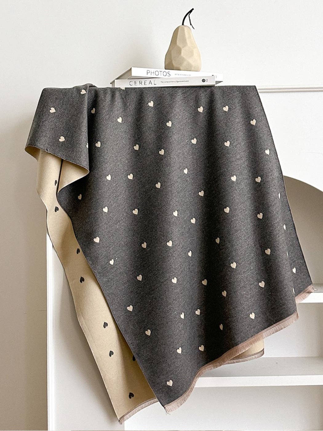 Reversible Heart Print Scarf & Wrap