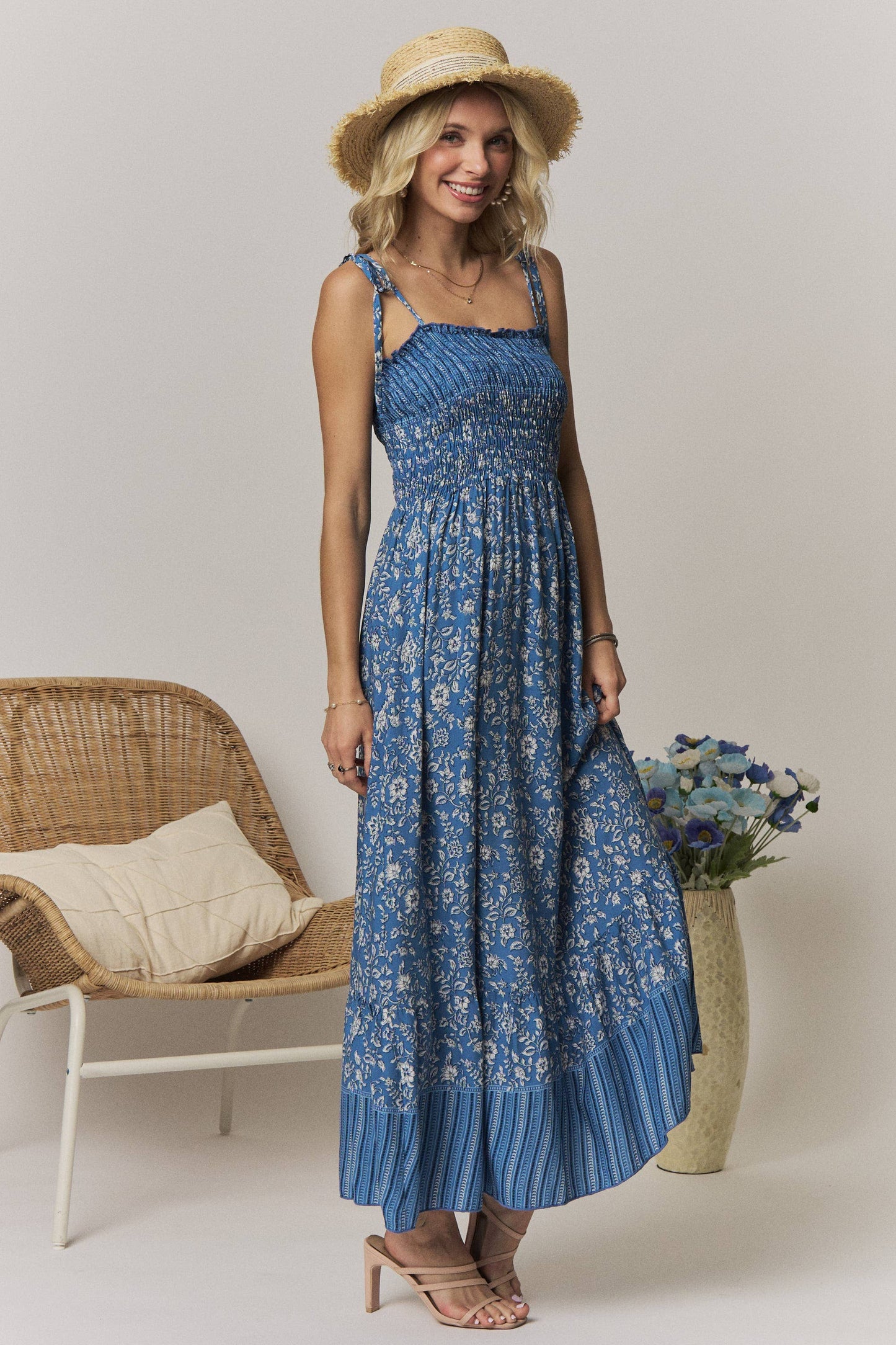 SMOCK TOP FLORAL DRESS