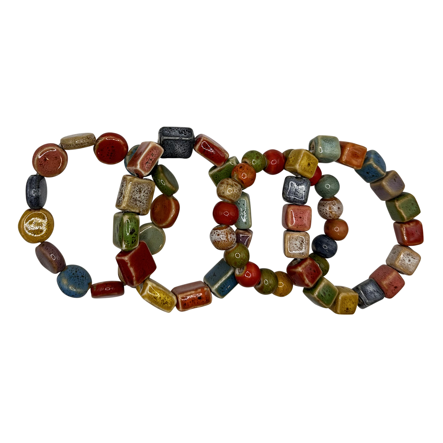 Multi-Color Clay Beaded Stretch Bracelets
