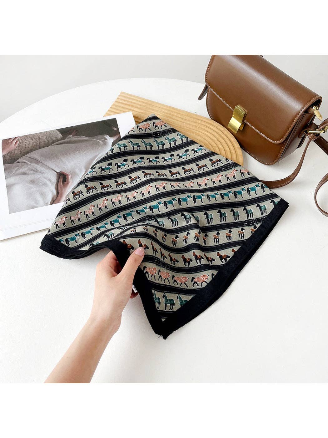 Stripe Animal Print Square Scarf