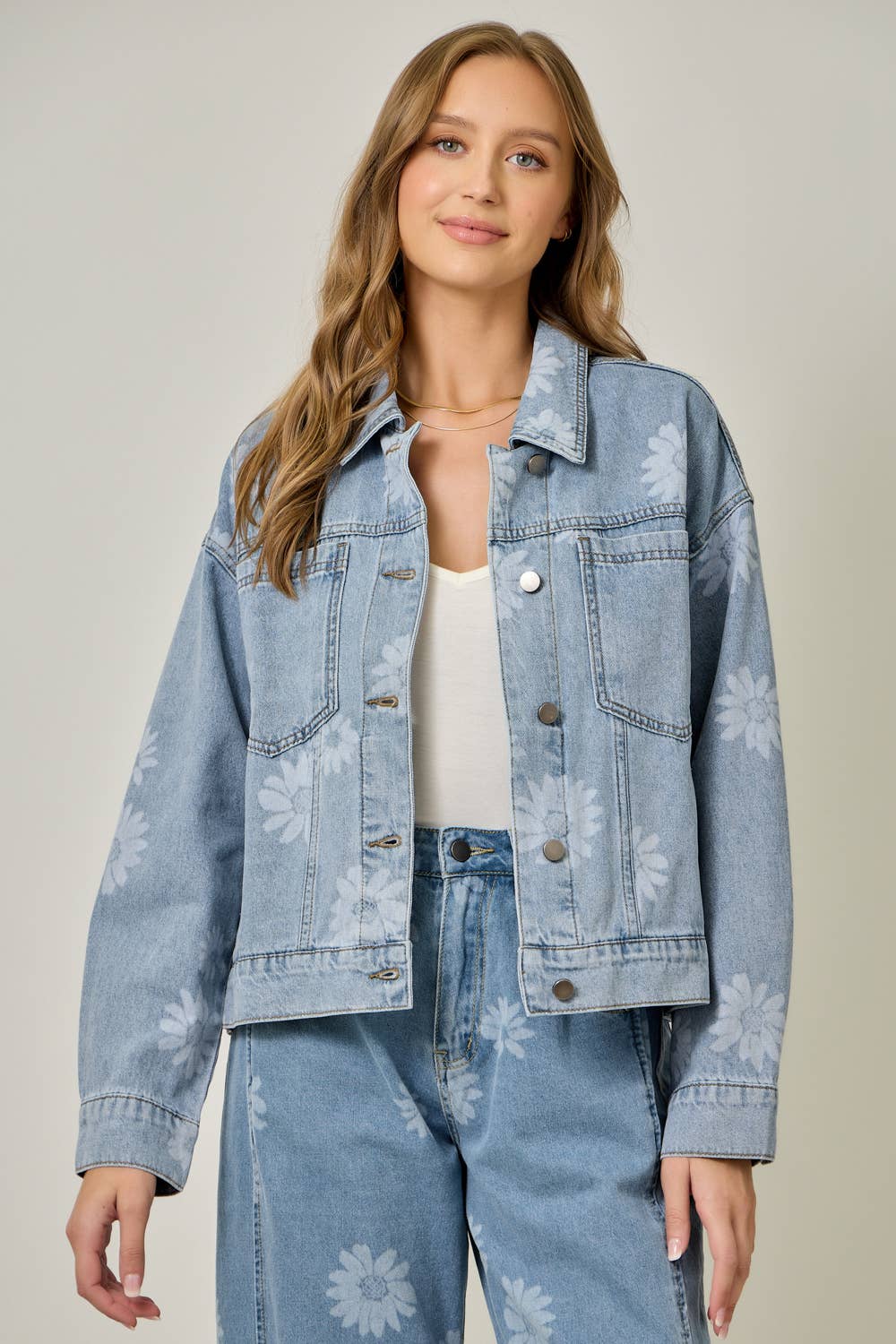 Floral Printed Denim Jacket