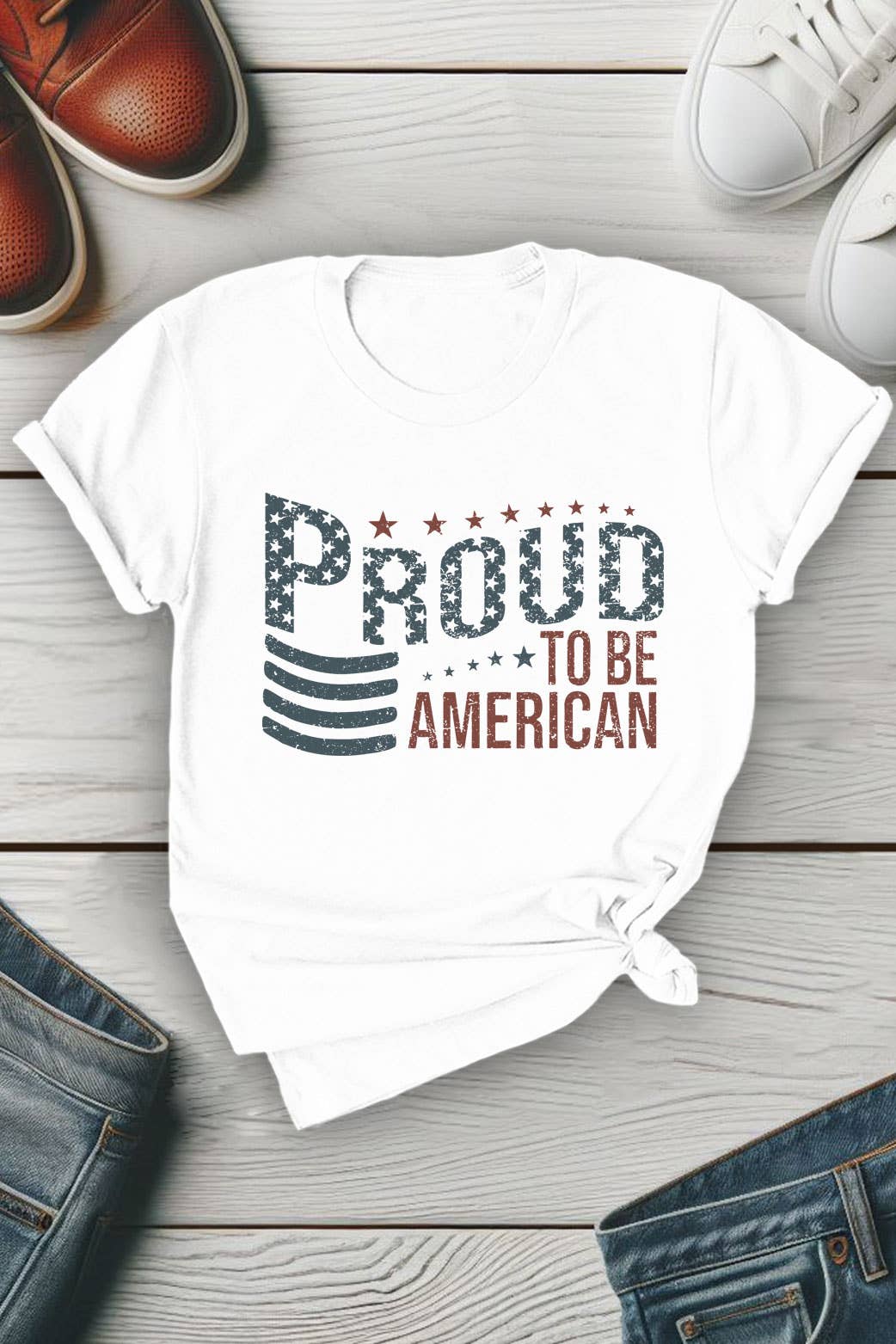 Proud To Be American, Fourth of July, Unisex Round Neck T-Shirt