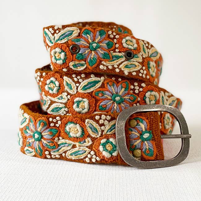 Ground Cover Floral Embroidered Wool Belt