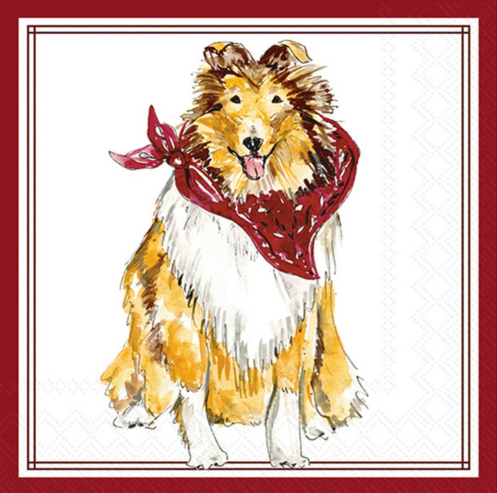 Paper Cocktail Napkins Maroon Collie