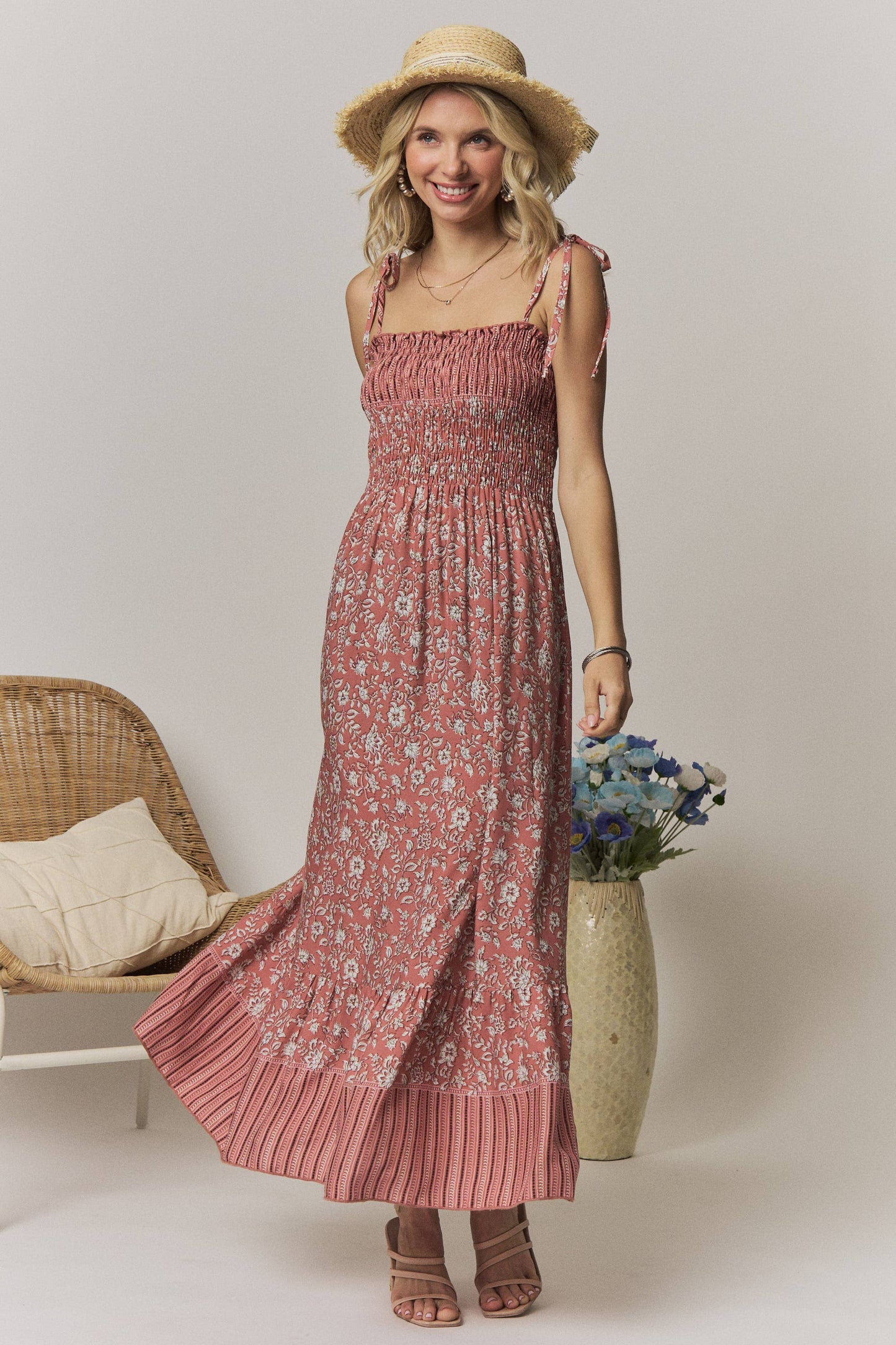 SMOCK TOP FLORAL DRESS
