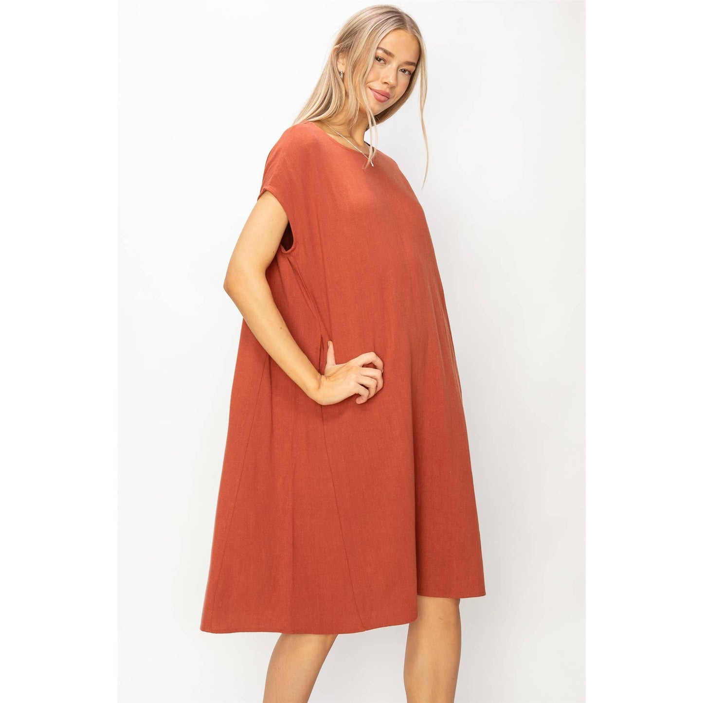 Linen Oversized Midi Dress