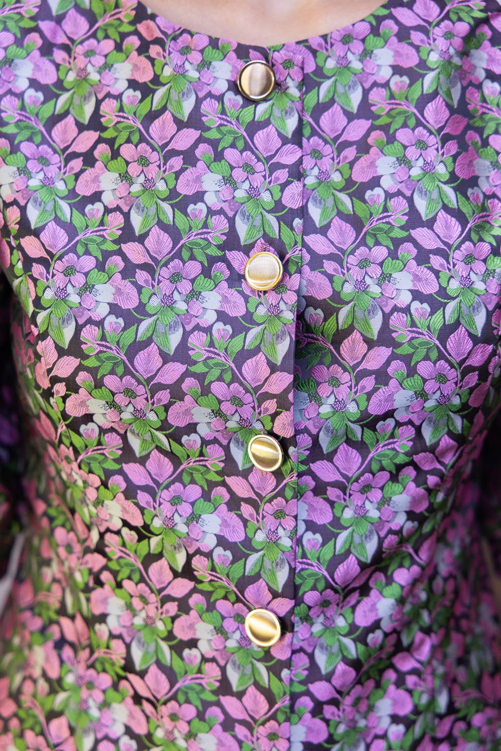 Button Up Floral Jacquard Top