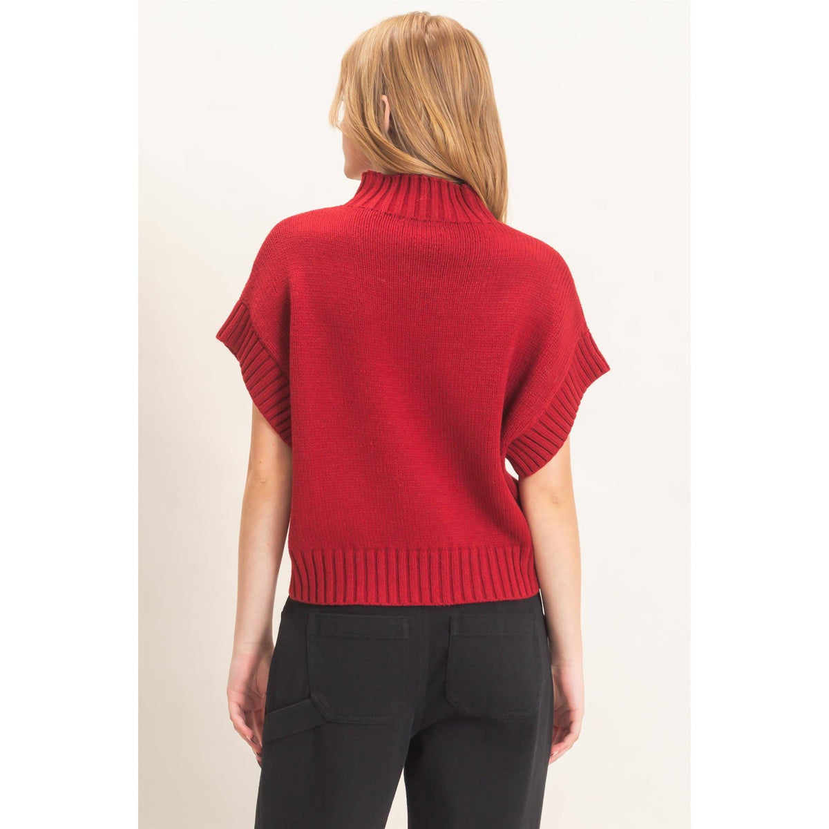 Ribbed Mock Neck Sweater Vest