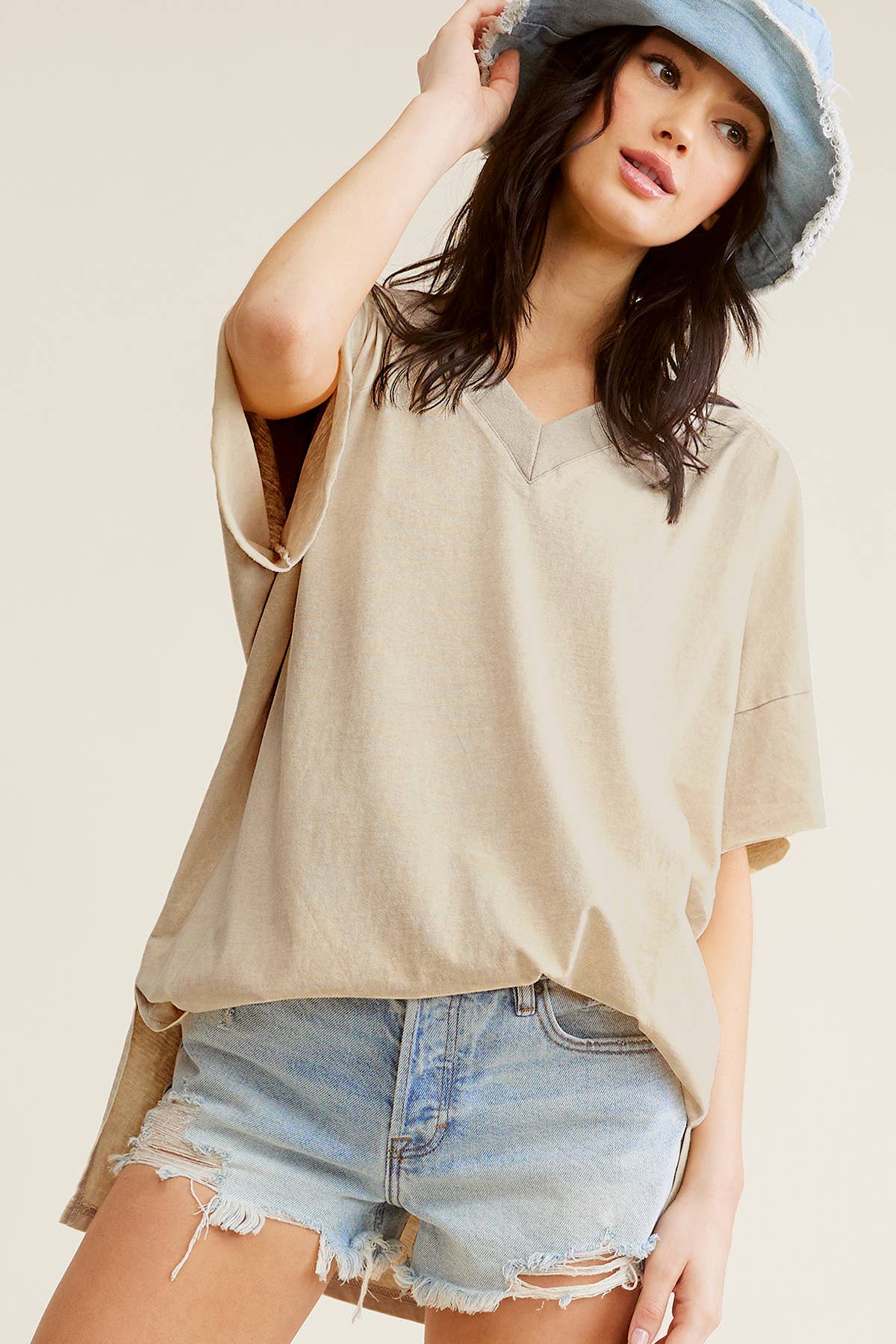 Mineral Washed  Short Sleeve Top