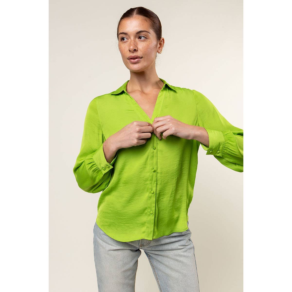 Classic V-Neck Button Down