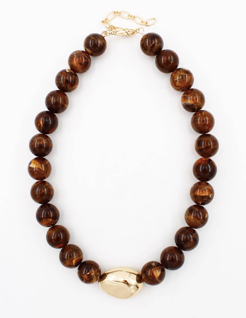 Gold Eye Accent Beaded Statement Necklace
