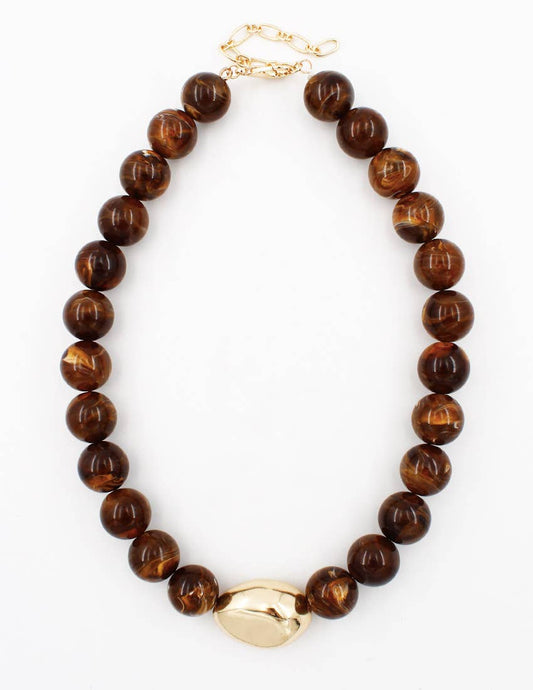 Gold Eye Accent Beaded Statement Necklace