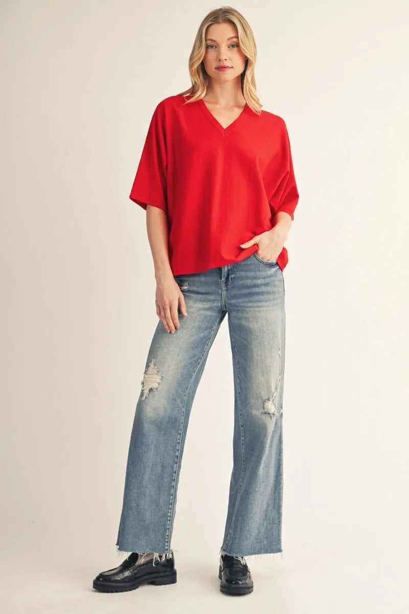 v neck lightweight comfy sweater top