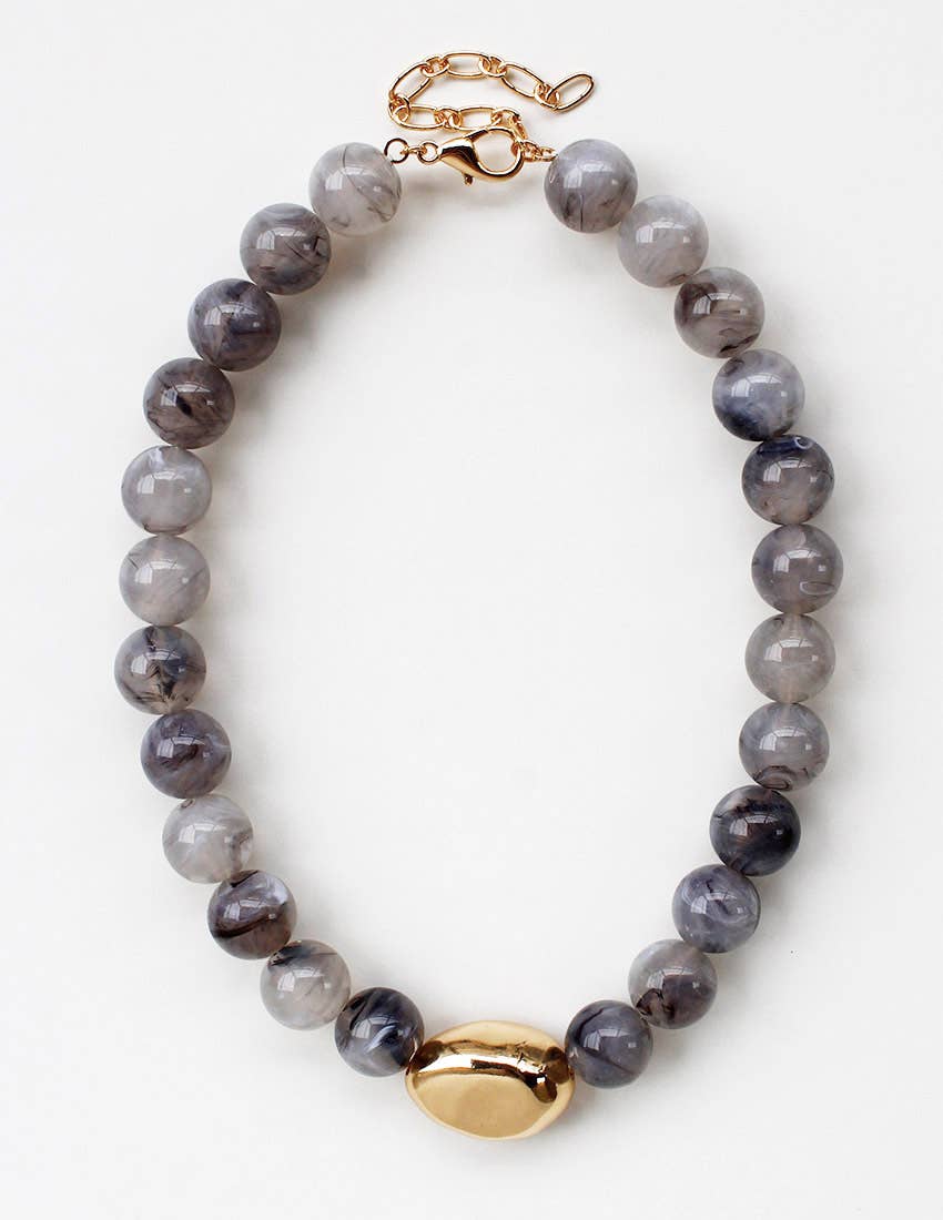 Gold Eye Accent Beaded Statement Necklace