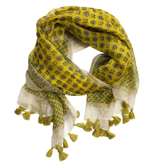 Milana Fringed Yellow Cotton Scarf