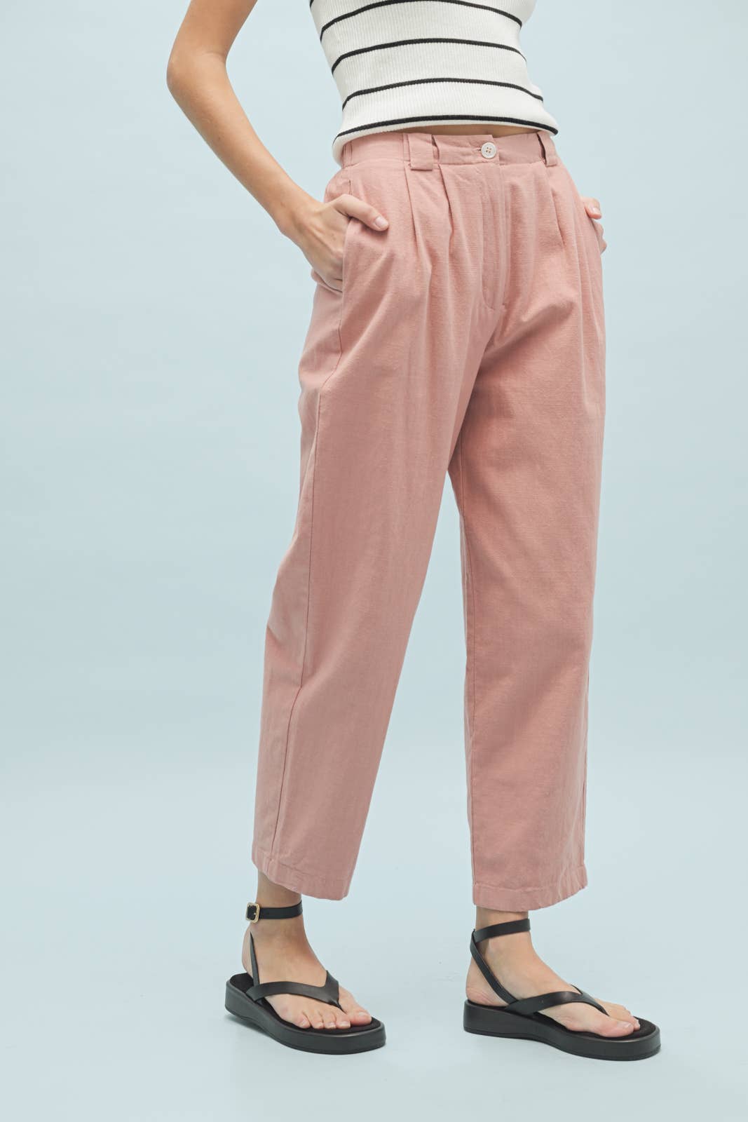 COTTON PLEATED PANTS