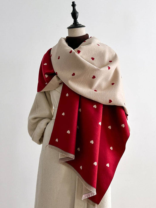Reversible Heart Print Scarf & Wrap