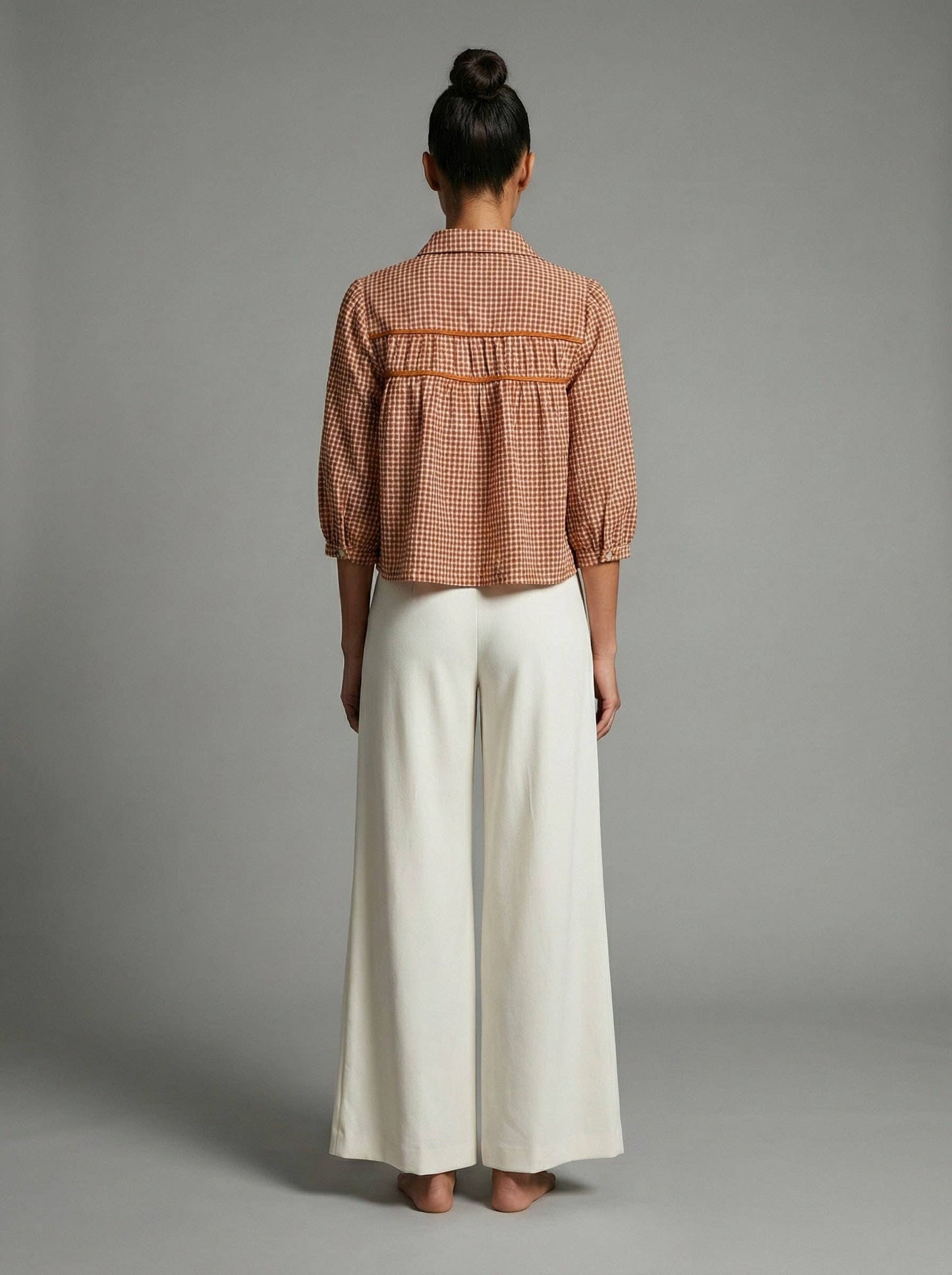 Terracotta Gingham Seersucker Blouse
