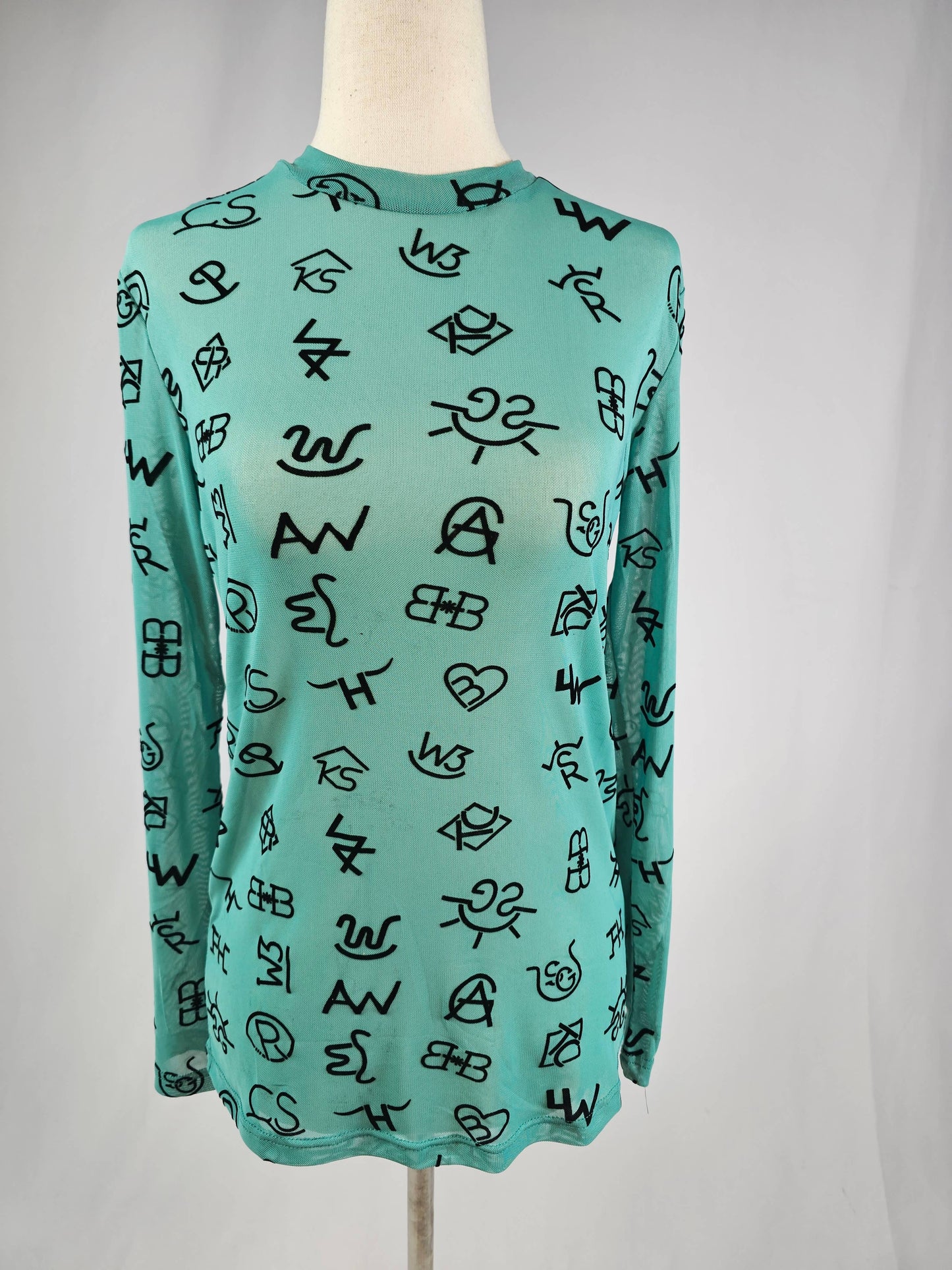 Branded 3D Print Mesh Top - Turquoise