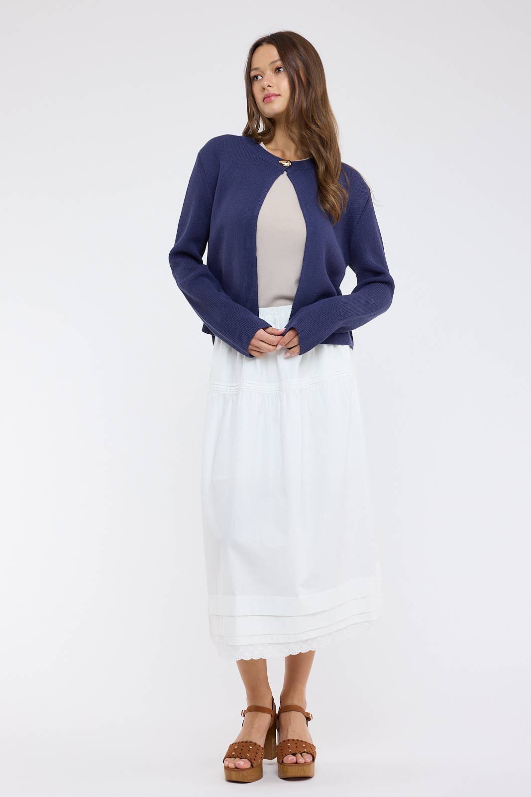 SINGLE BUTTON SWEATER CARDIGAN