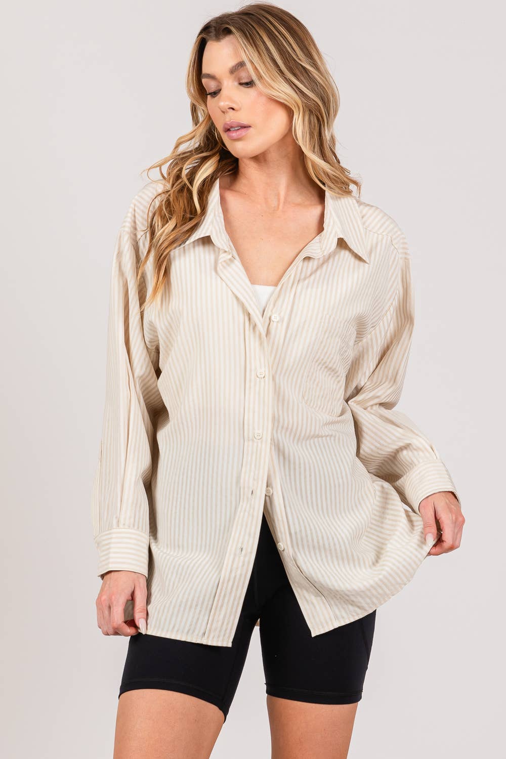 LOOSE FIT STRIPE BUTTON DOWN