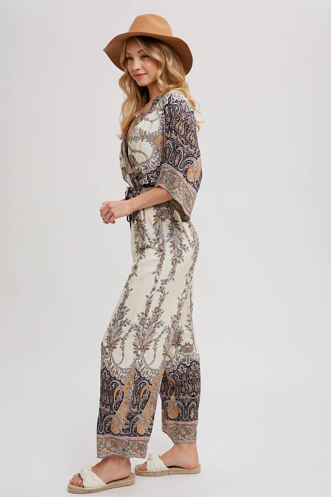 PAISLEY PRINT WRAP JUMPSUIT