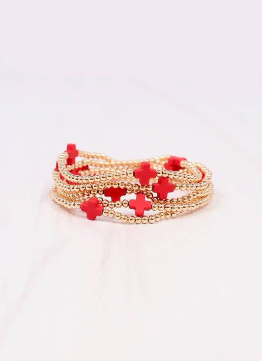 Cross Bracelet Set RED