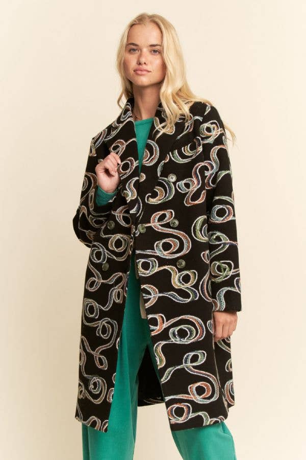 CHUNKY THREAD EMBROIDERED MIDI COAT