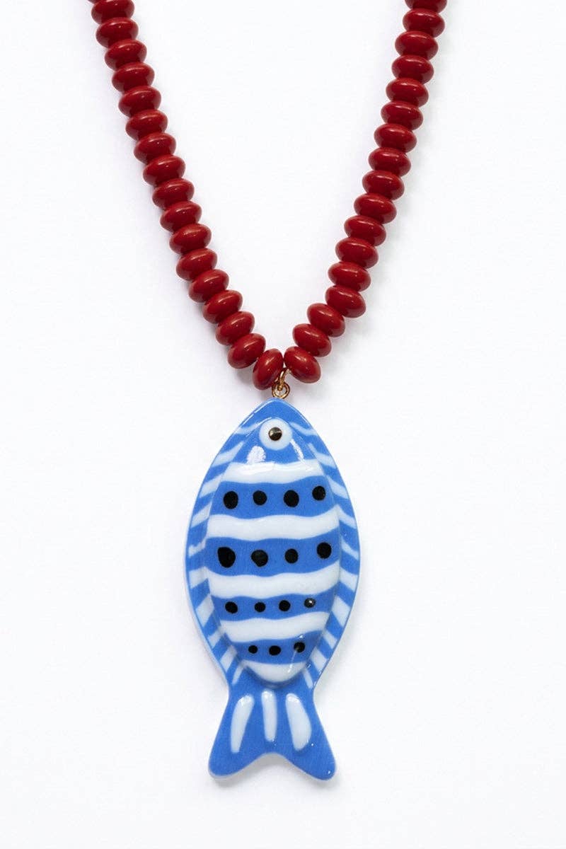 Vibrant Fish Pendant Beaded Necklace