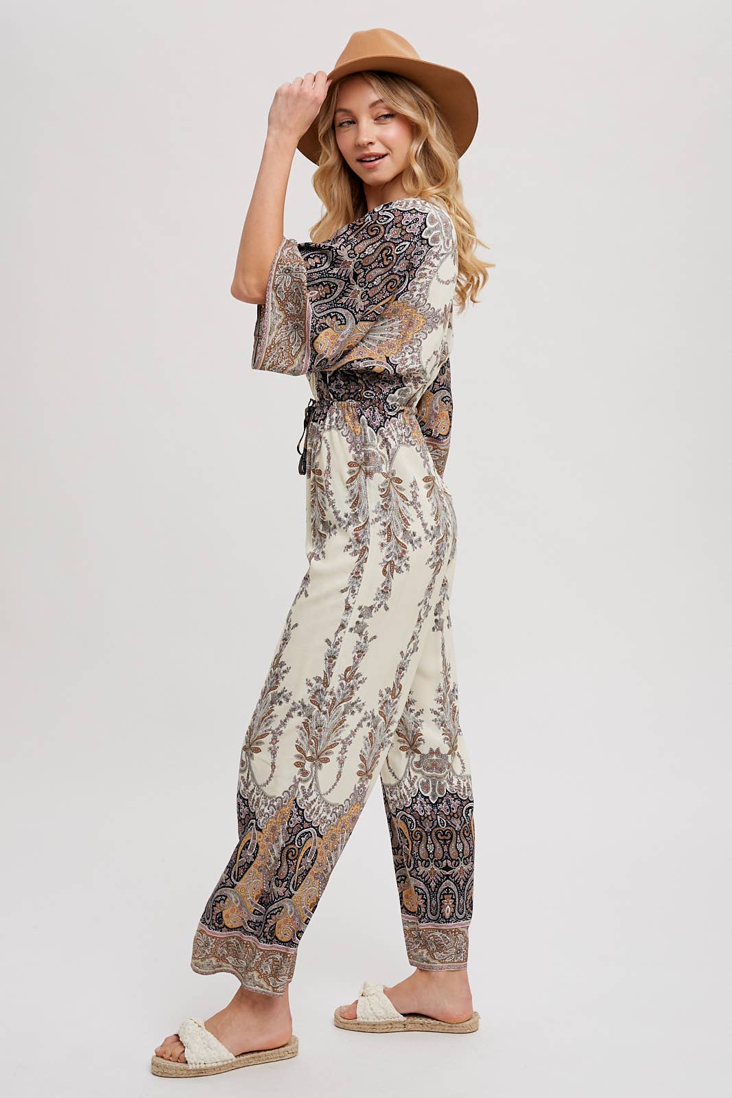 PAISLEY PRINT WRAP JUMPSUIT