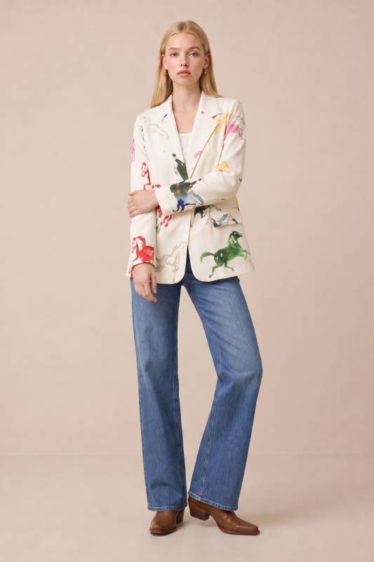 LJ76146T-COLORFUL HORSES PRINT BLAZER