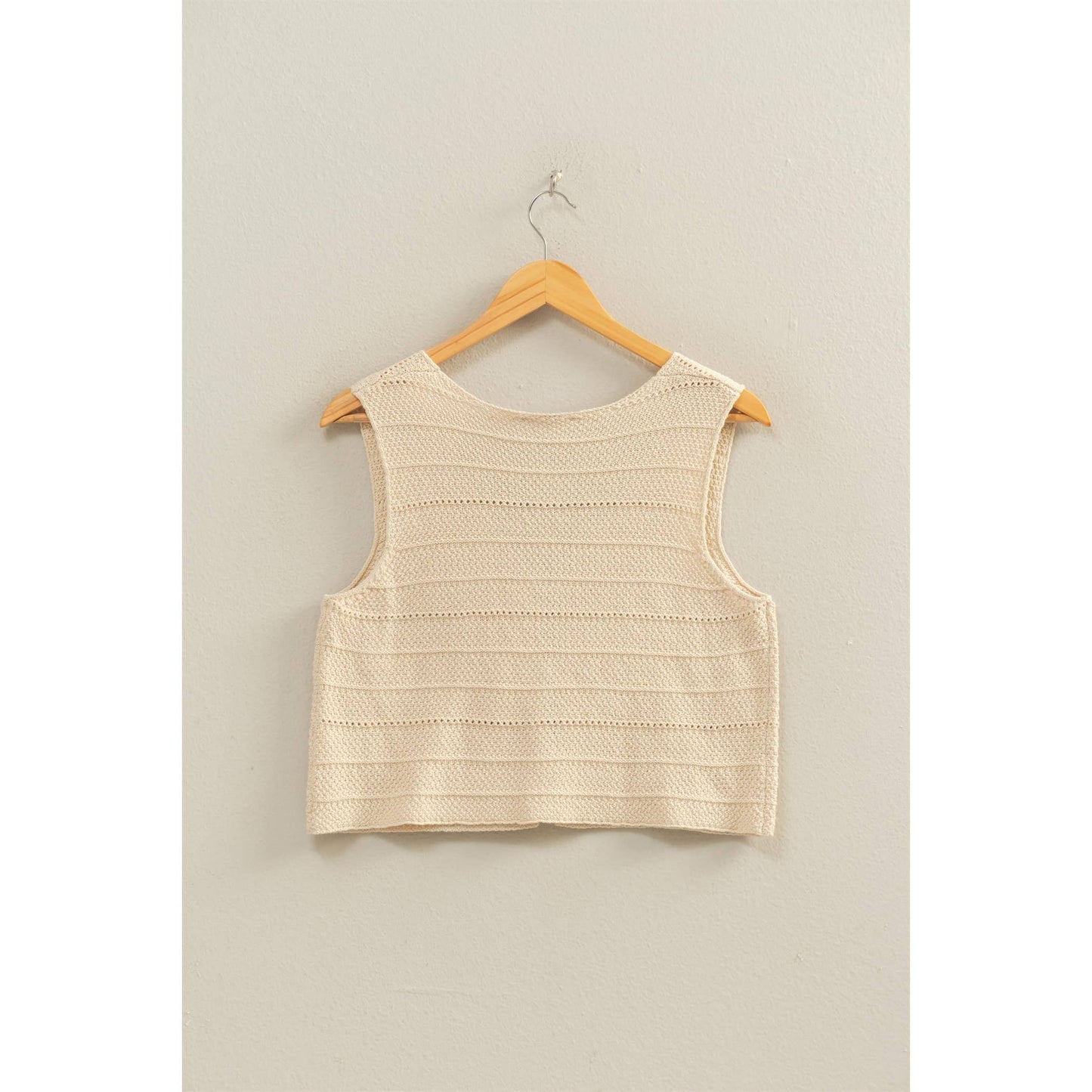 V-Neck Textured Sleeveless Knit Vest