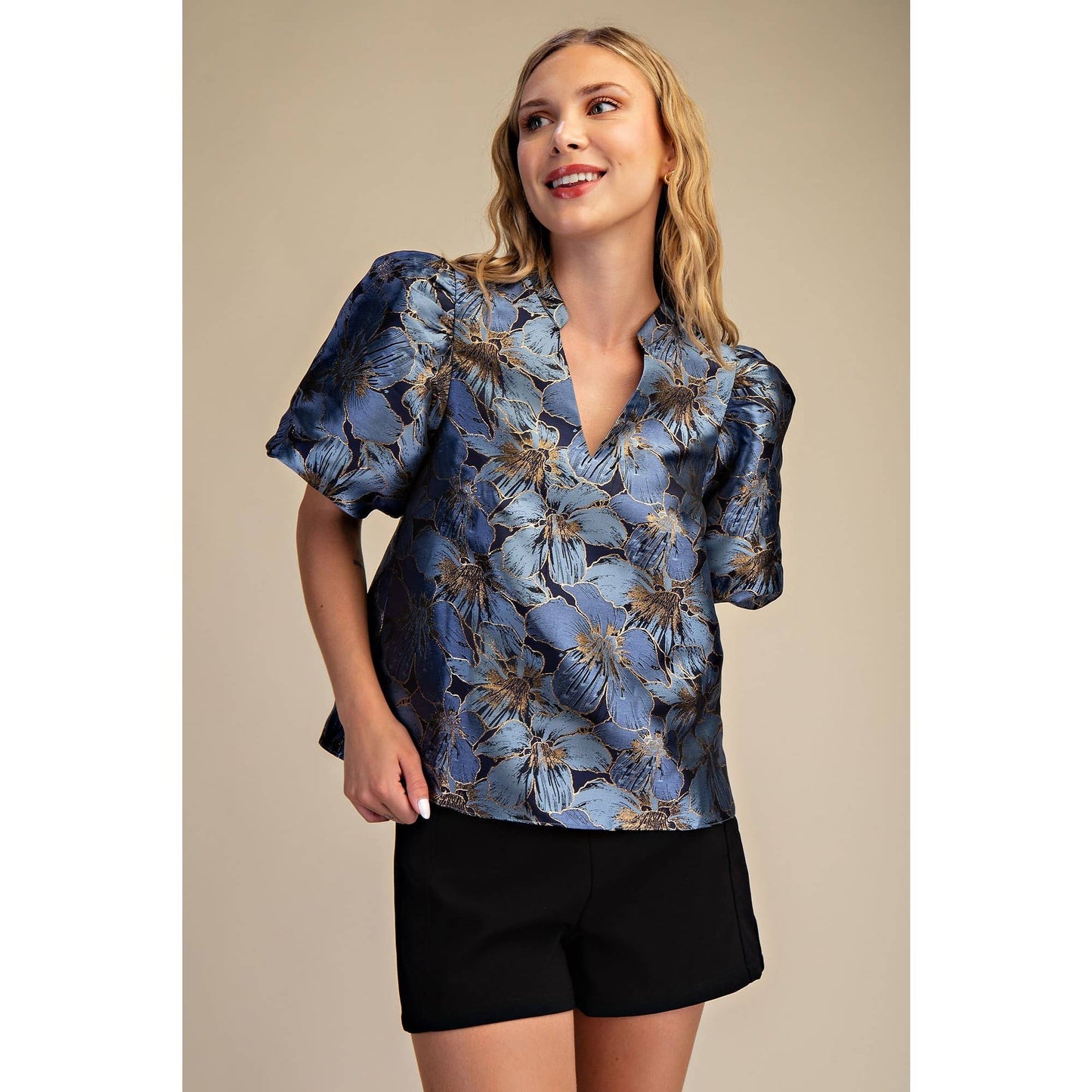 V-Neck Puff Sleeve Top