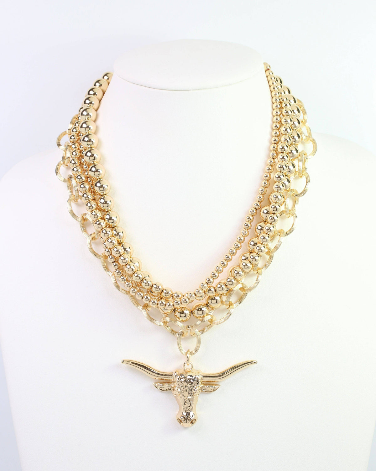Bree Beaded Layered Necklace Bull Gold
