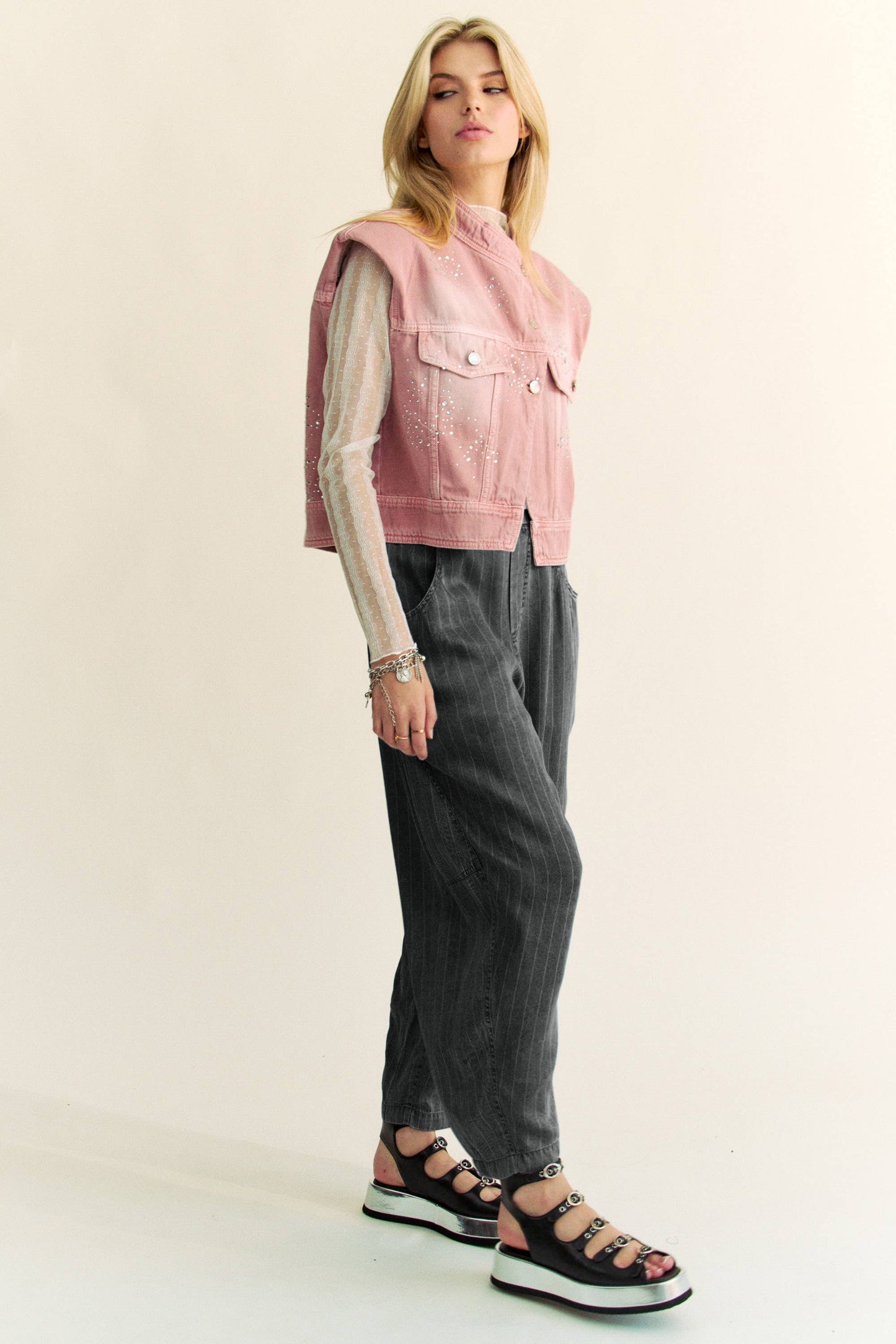 HIGH WAIST TENCEL DENIM BARREL PANTS