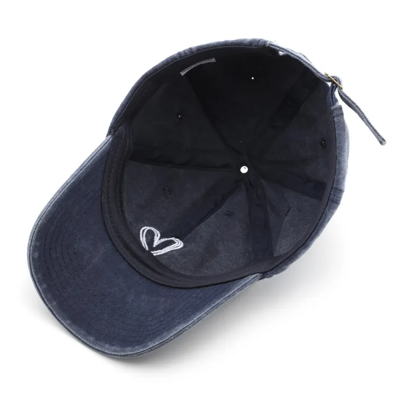 Retro Washed Embroidered Heart Baseball Cap